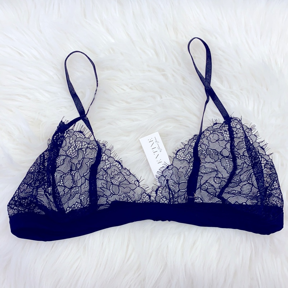 Valentine black NYC by jonas & brown bra lace size L wireless NWT